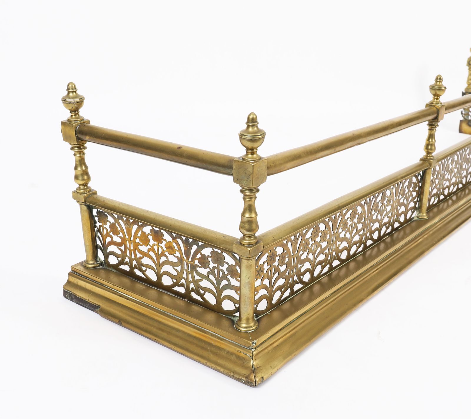 Victorian Brass Fireplace Fender / Guard 19th C photo 475.0