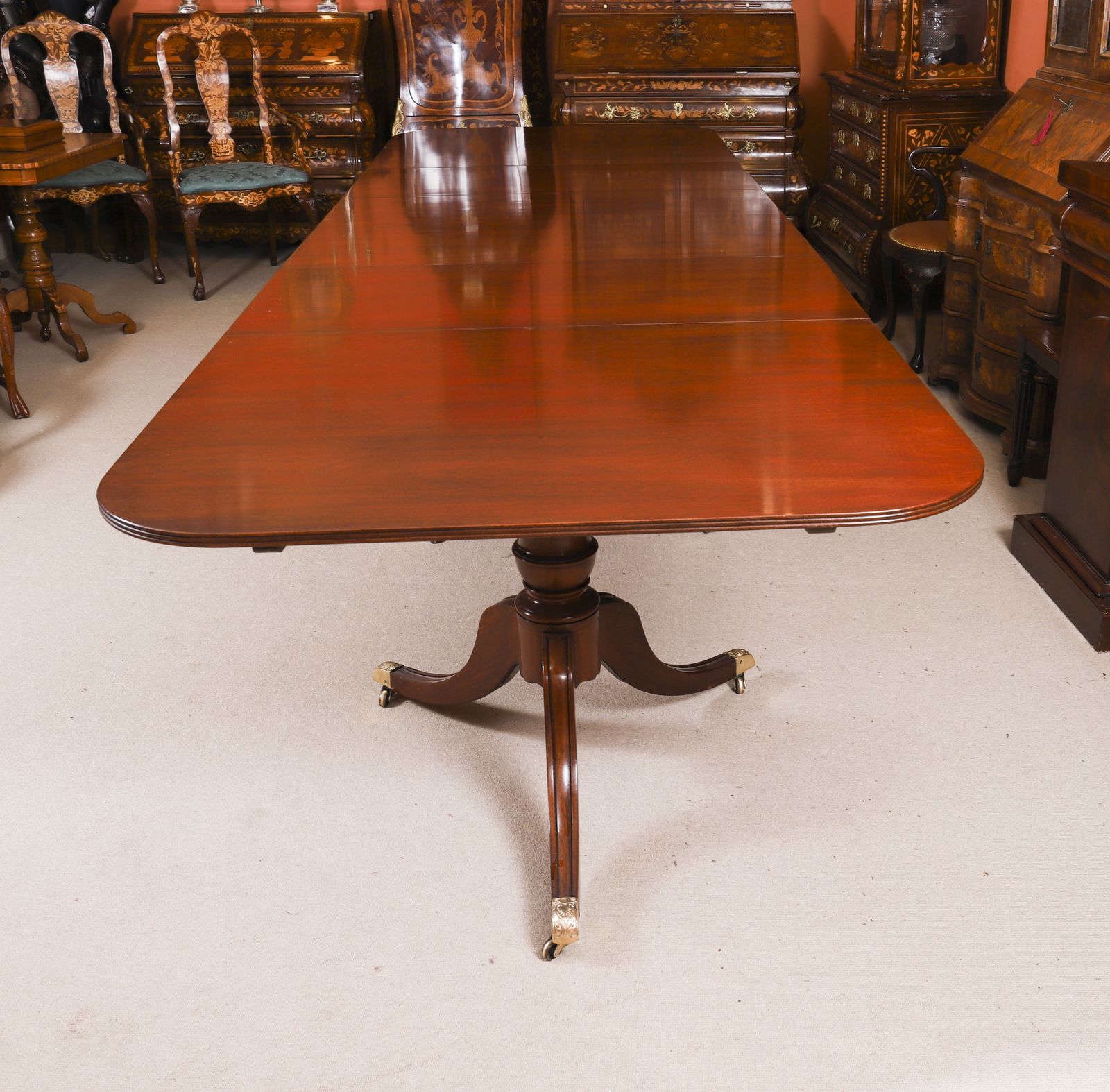 13ft Regency Revival Triple Pillar Dining Table By Whytock & Reid C1900 photo furniture