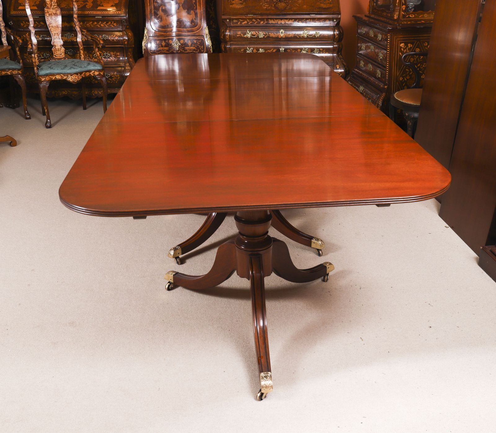 Furniture 13ft Regency Revival Triple Pillar Dining Table By Whytock & Reid C1900 photo