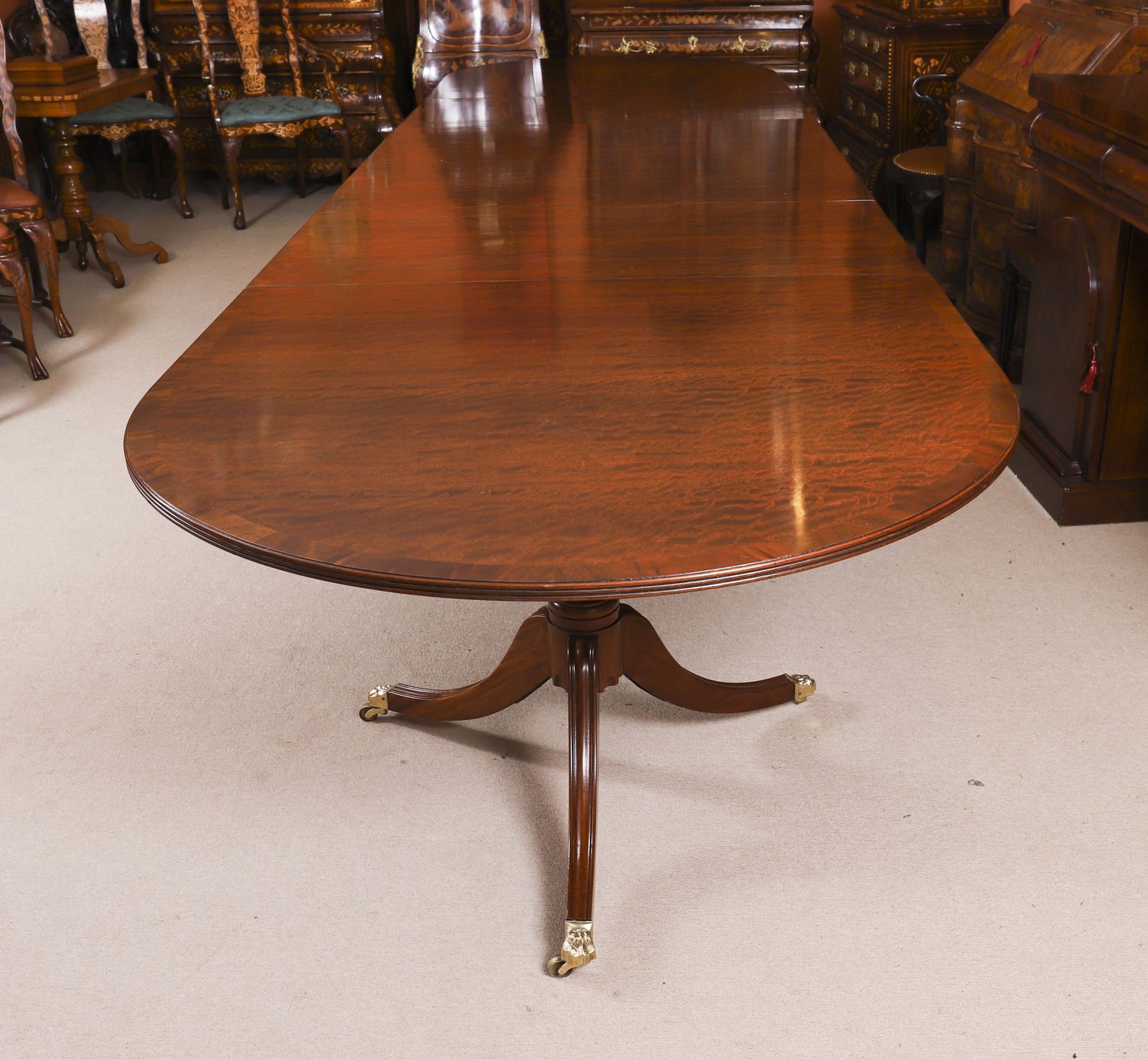 15ft Regency Revival Triple Pillar Dining Table Mid 20th C photo furniture