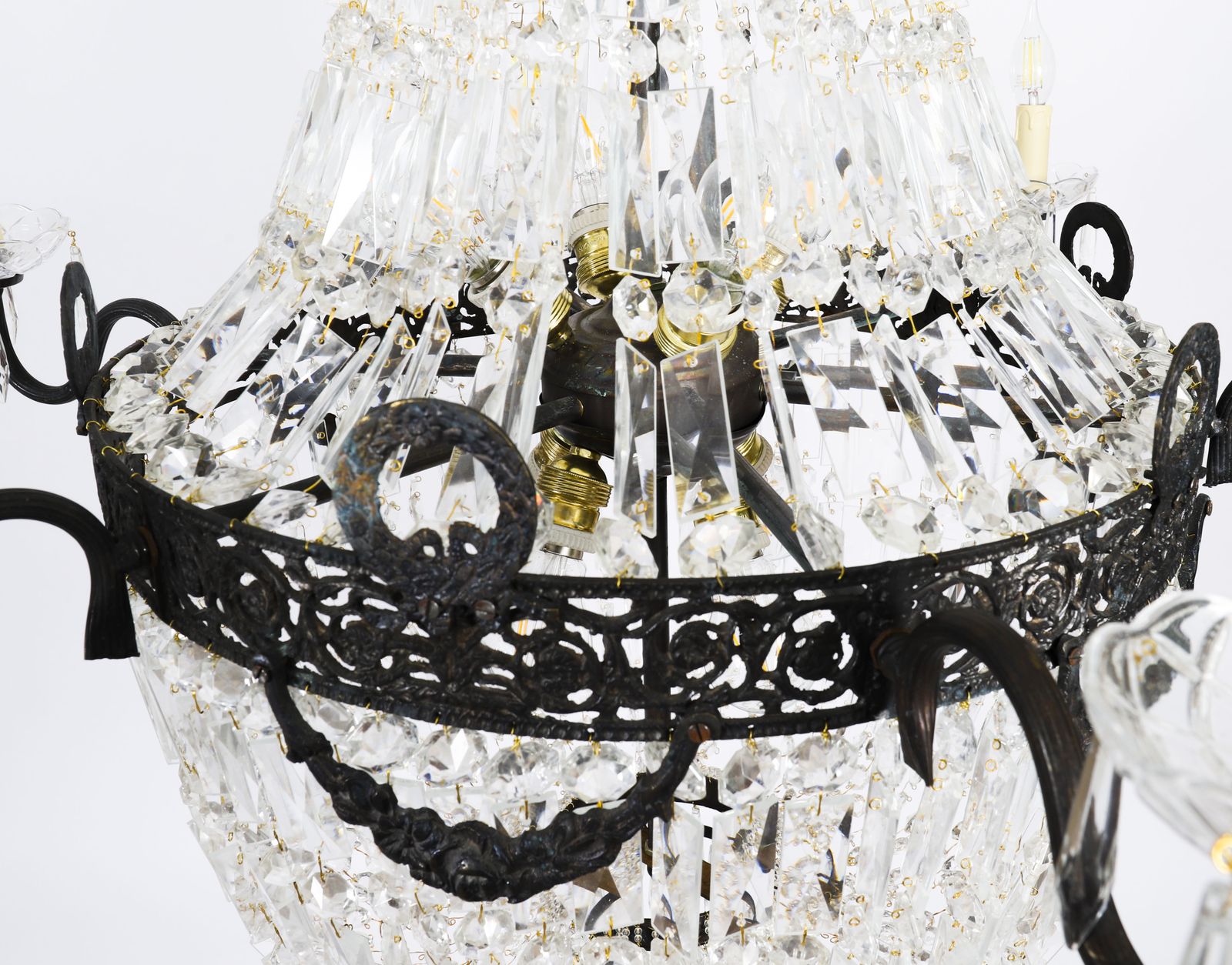 Antique Set 6 Louis Revival 14 Light Ballroom Cut Crystal Tent Chandeliers C1920 photo buy
