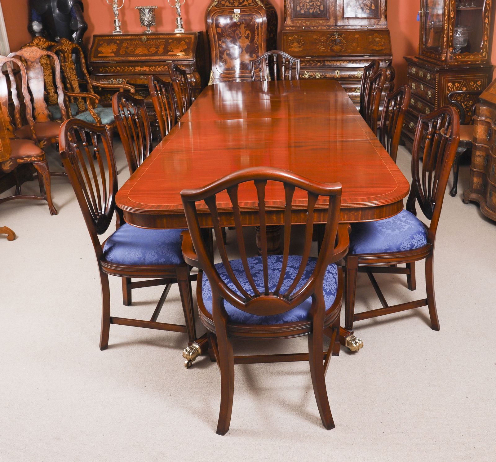 Vintage Regency Revivaltwin Pillar Dining Table Set Mid 20th C photo furniture