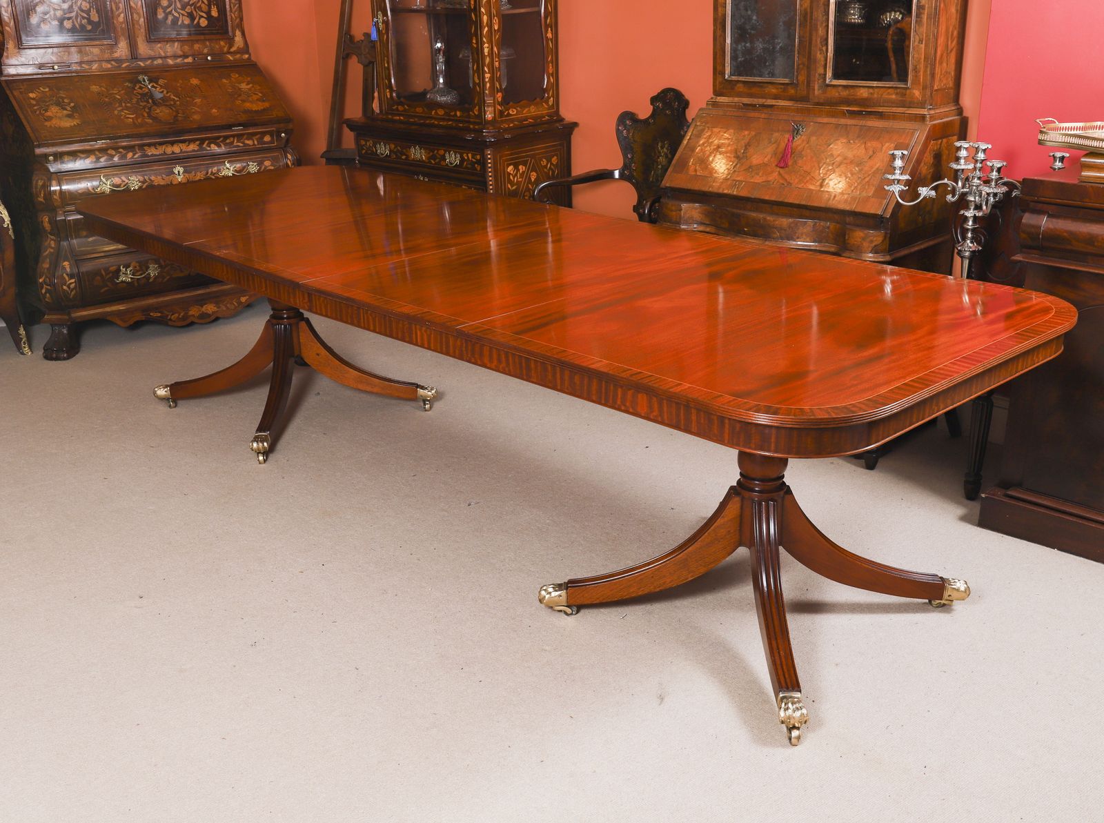 Vintage Regency Revival Flame Mahogany Dining Table Set Mid 20th C photo Furniture