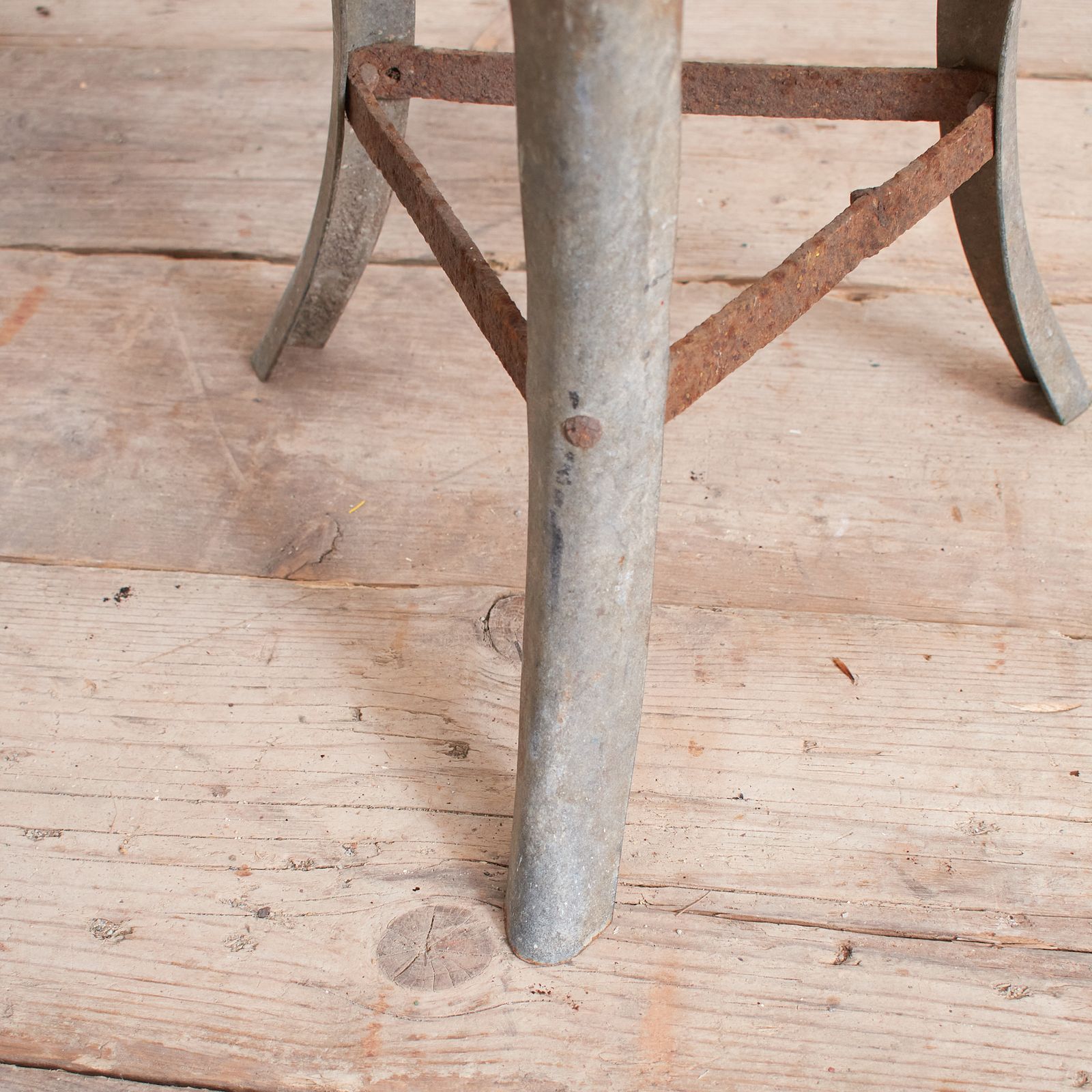 Antique Galvanised Milking Stool. photo Furniture
