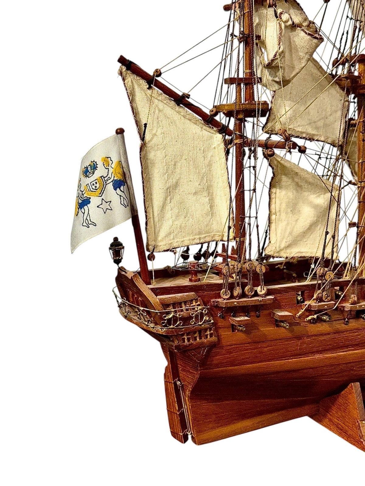 photo vintage Handcrafted Walnut Ship Model Of The St. Géran Frigate, 1737