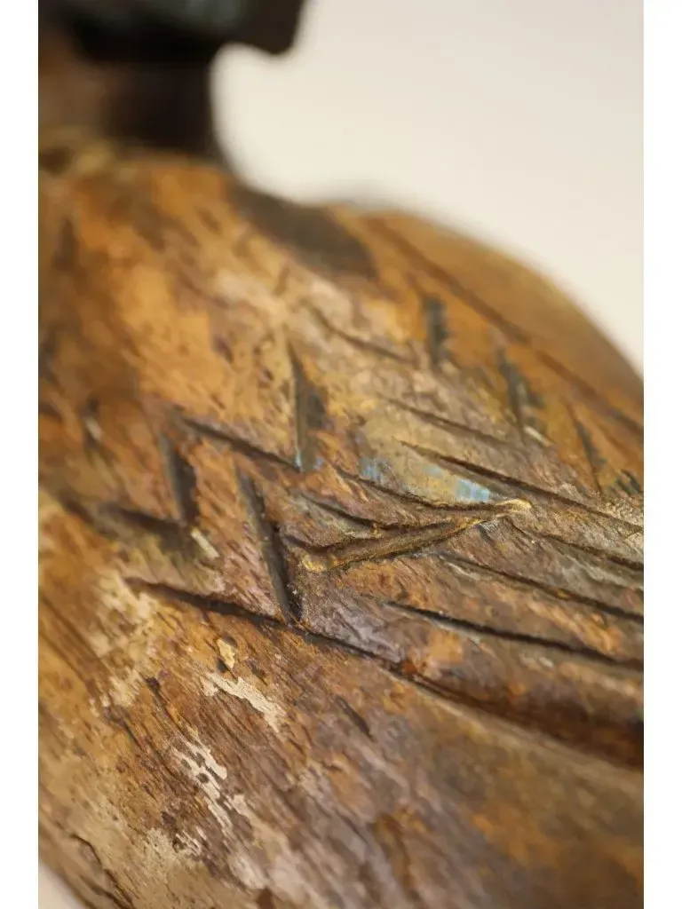 Vintage Hand Carved Wooden Decoy Duck – Folk Art Mallard With Original Paintwork. photo vinterior