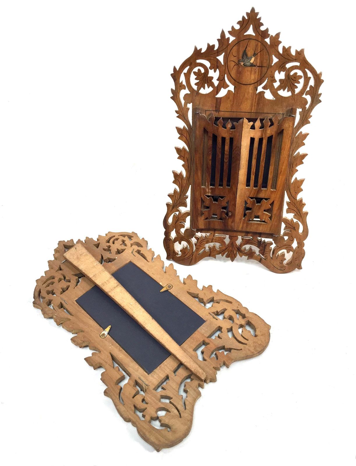 photo for sale Antique Pair Of Italian Olive Fruitwood Carved Photo Frames / Photography Frames.