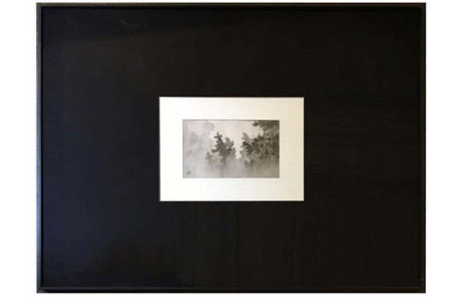Estampe japonaise en noir et blanc sur papier, reproduction d'un paravent d'époque XVIIIe siècle photo furniture