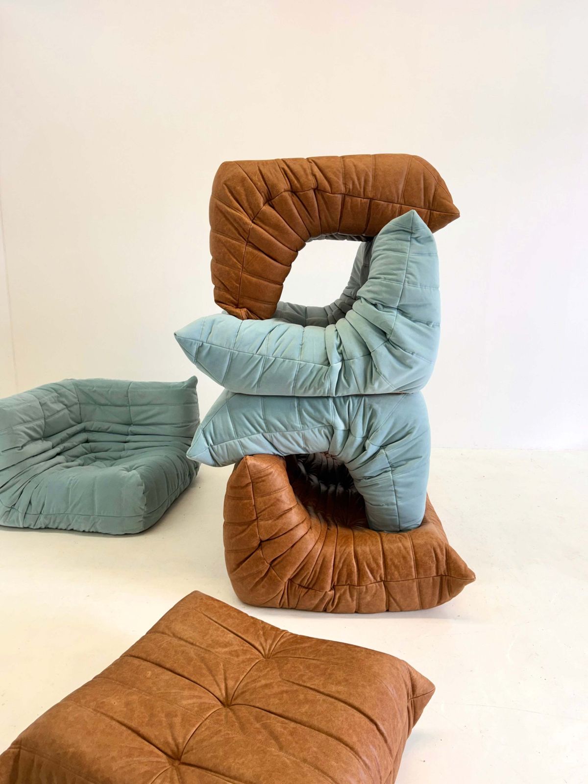 Ligne Roset Togo 2 Seater In Light Blue photo vinterior