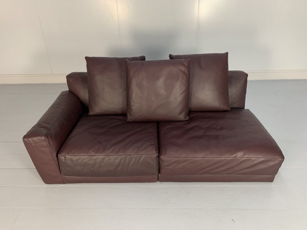 B&B Italia Luis 3 Seat Chaise End Sofa   In Oxblood Deep Red Alfa Leather photo furniture