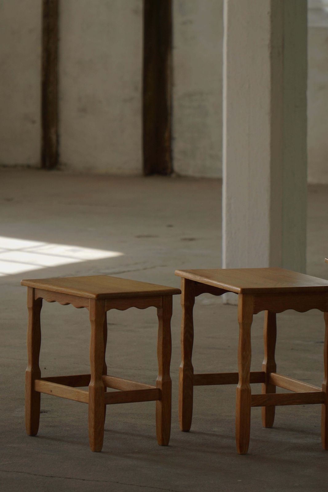 Mid Century, Set Of 3 Nesting Tables In Oak Made By A Danish Cabinetmaker, 1960s photo buy
