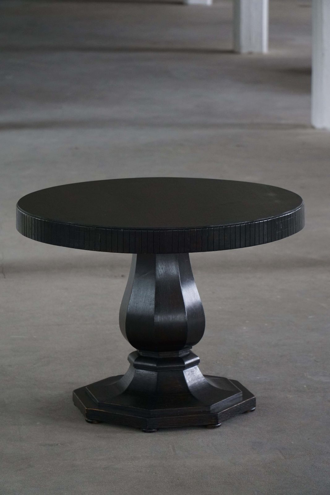 Round Danish Art Deco Dining / Console Table In Ebonized Oak, Early 20th Century photo Furniture