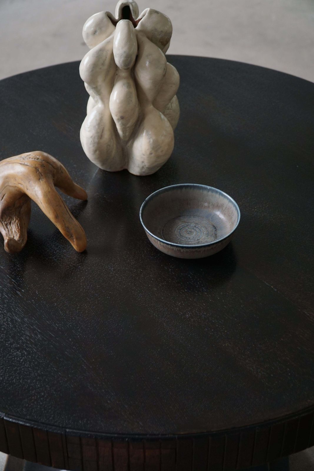 photo vintage Round Danish Art Deco Dining / Console Table In Ebonized Oak, Early 20th Century