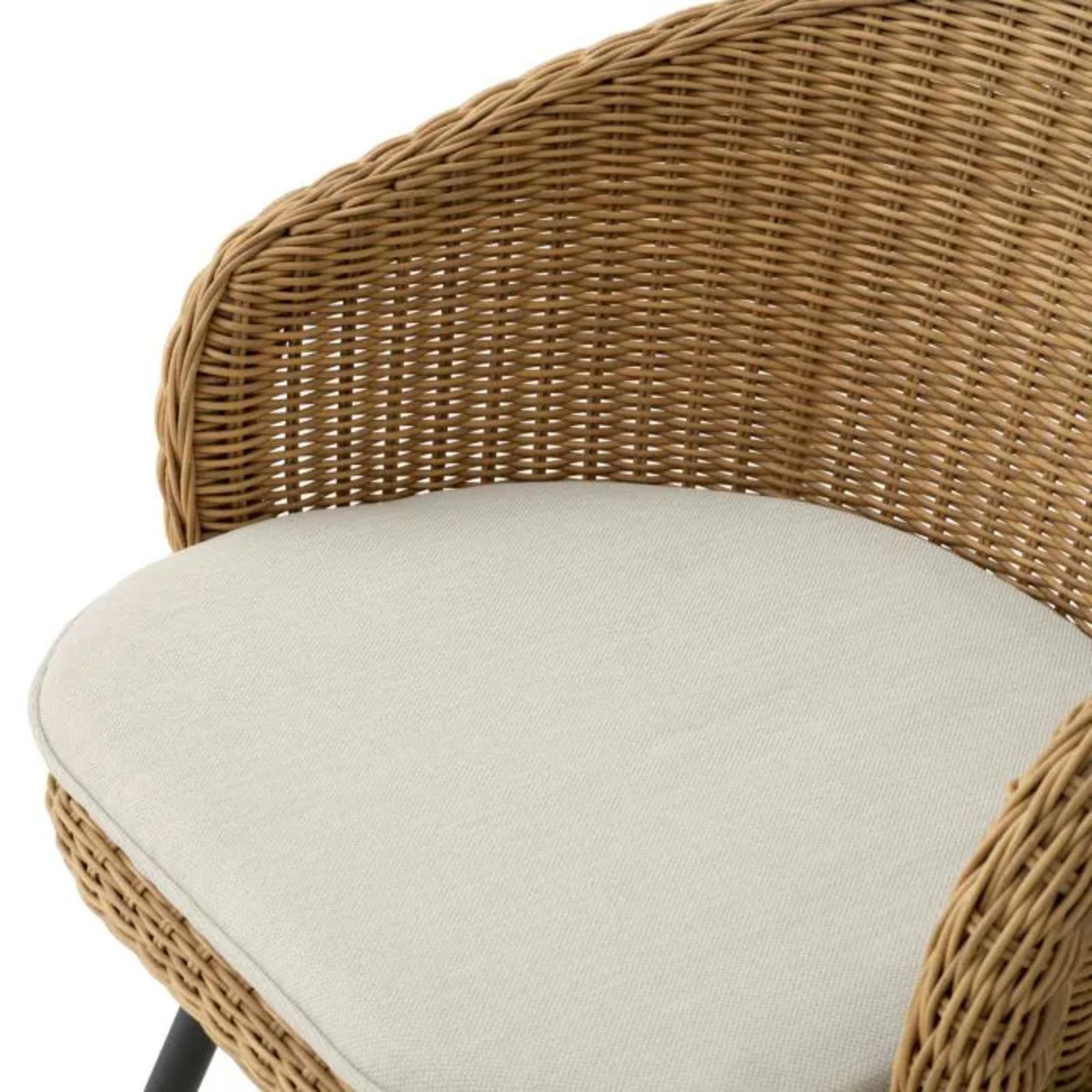 Contemporary Viola Sand Faux Rattan Outdoor Dining Chair photo vinterior
