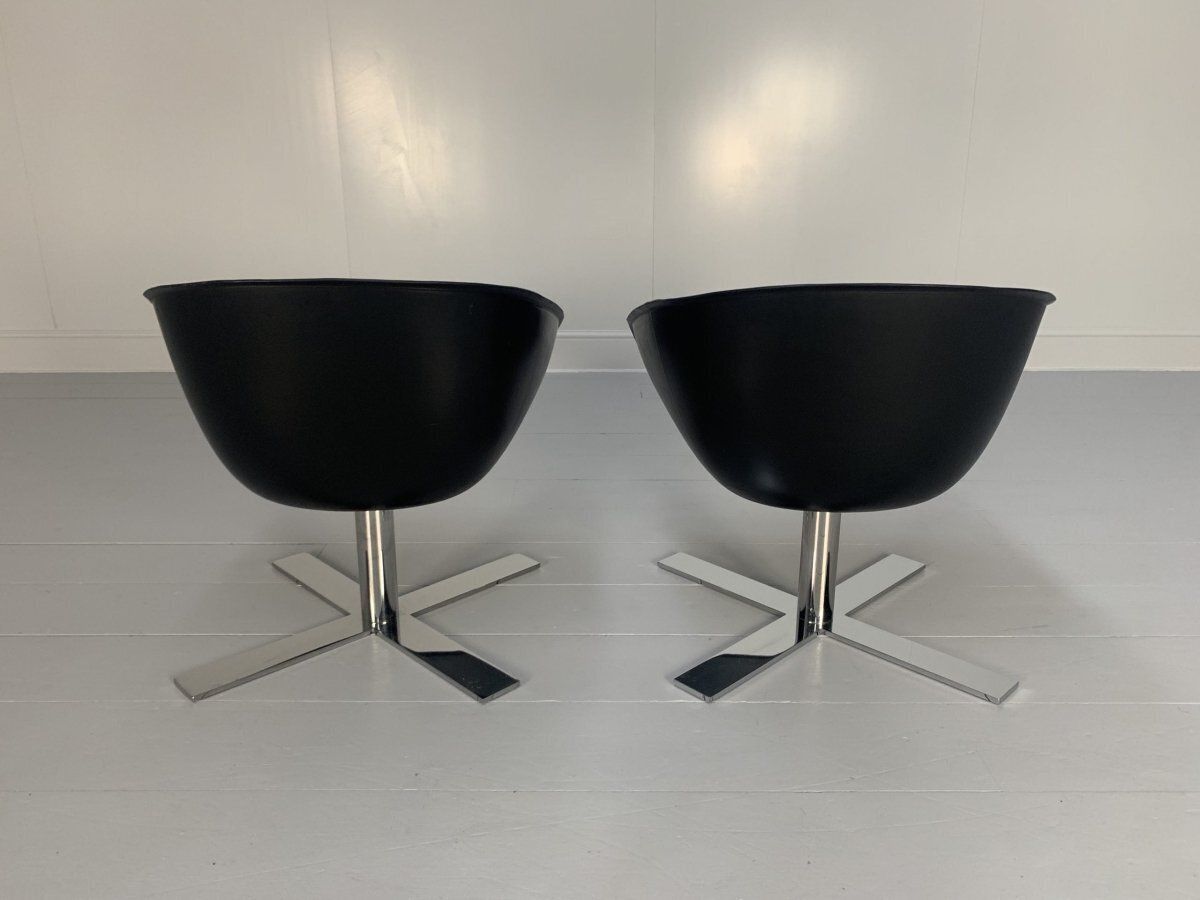 B&B Italia Mart Swivel Armchairs   In Black Pelle Leather And Metal, Set Of 2 photo for sale