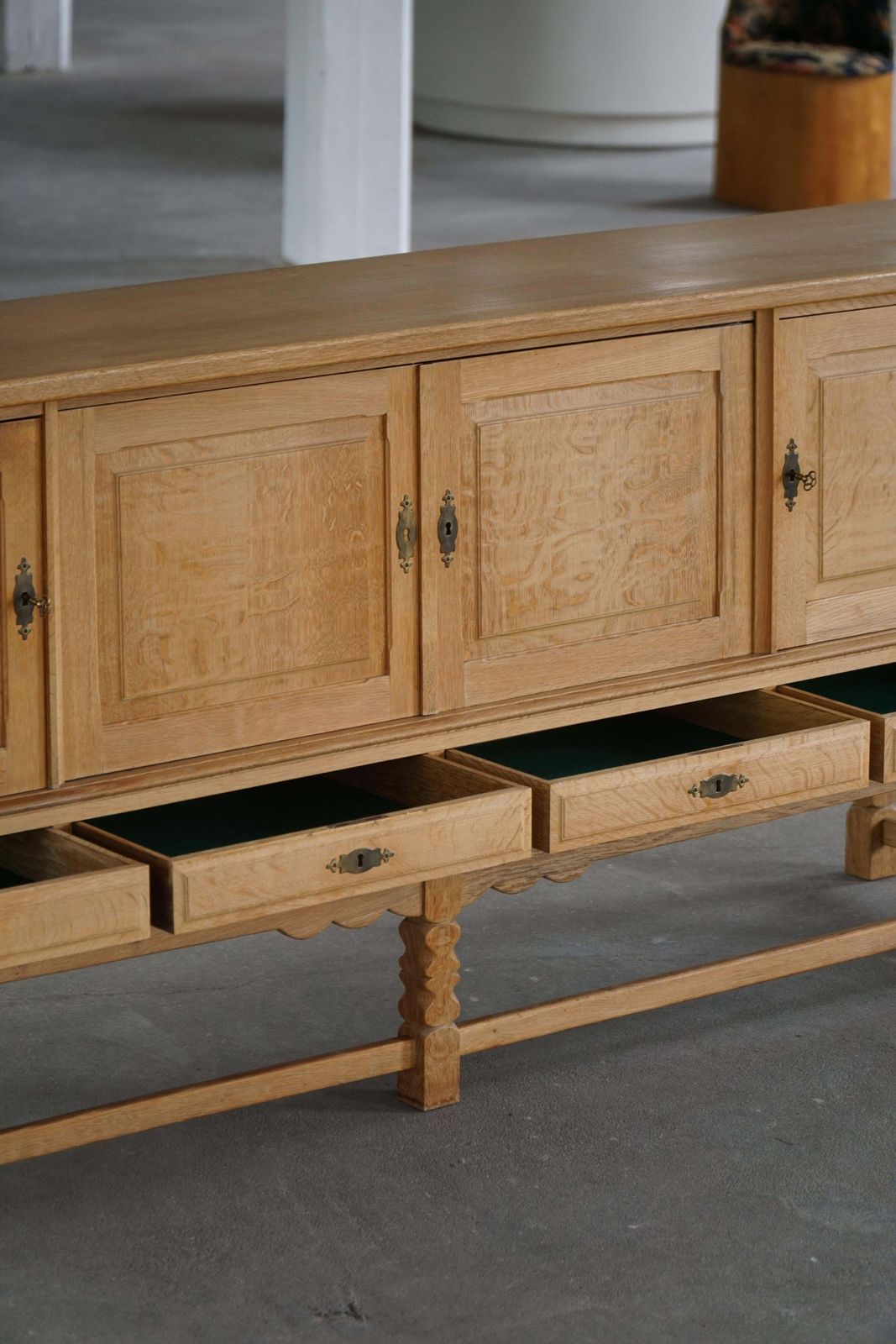 3485.0 Danish Mid Century, Low Brutalist Sideboard In Oak, Henning Kjærnulf, 1960s photo