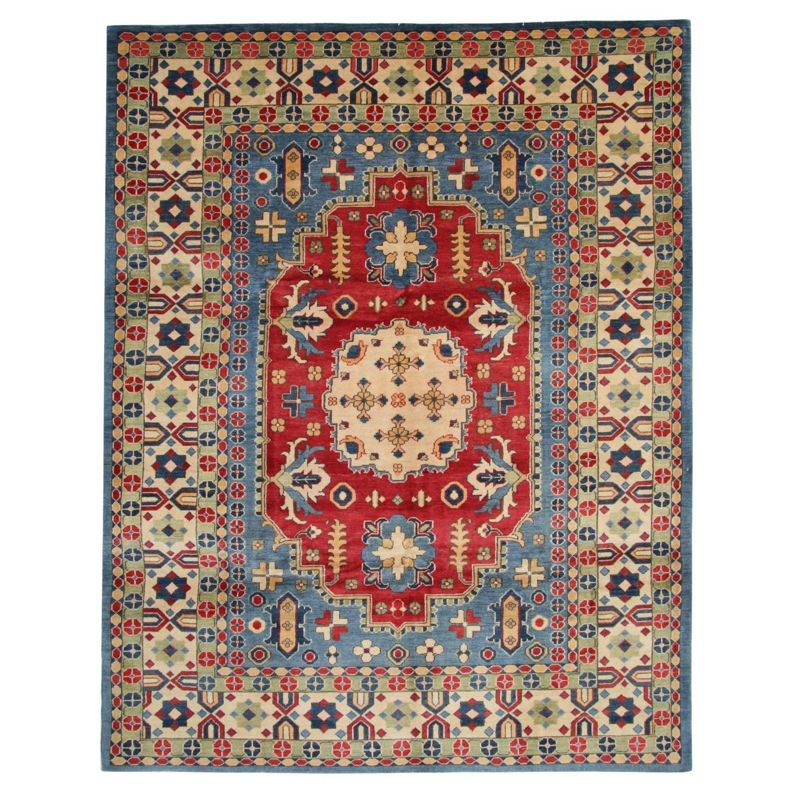 Tapis fait main, tapis géométrique bleu, grand tapis de salon