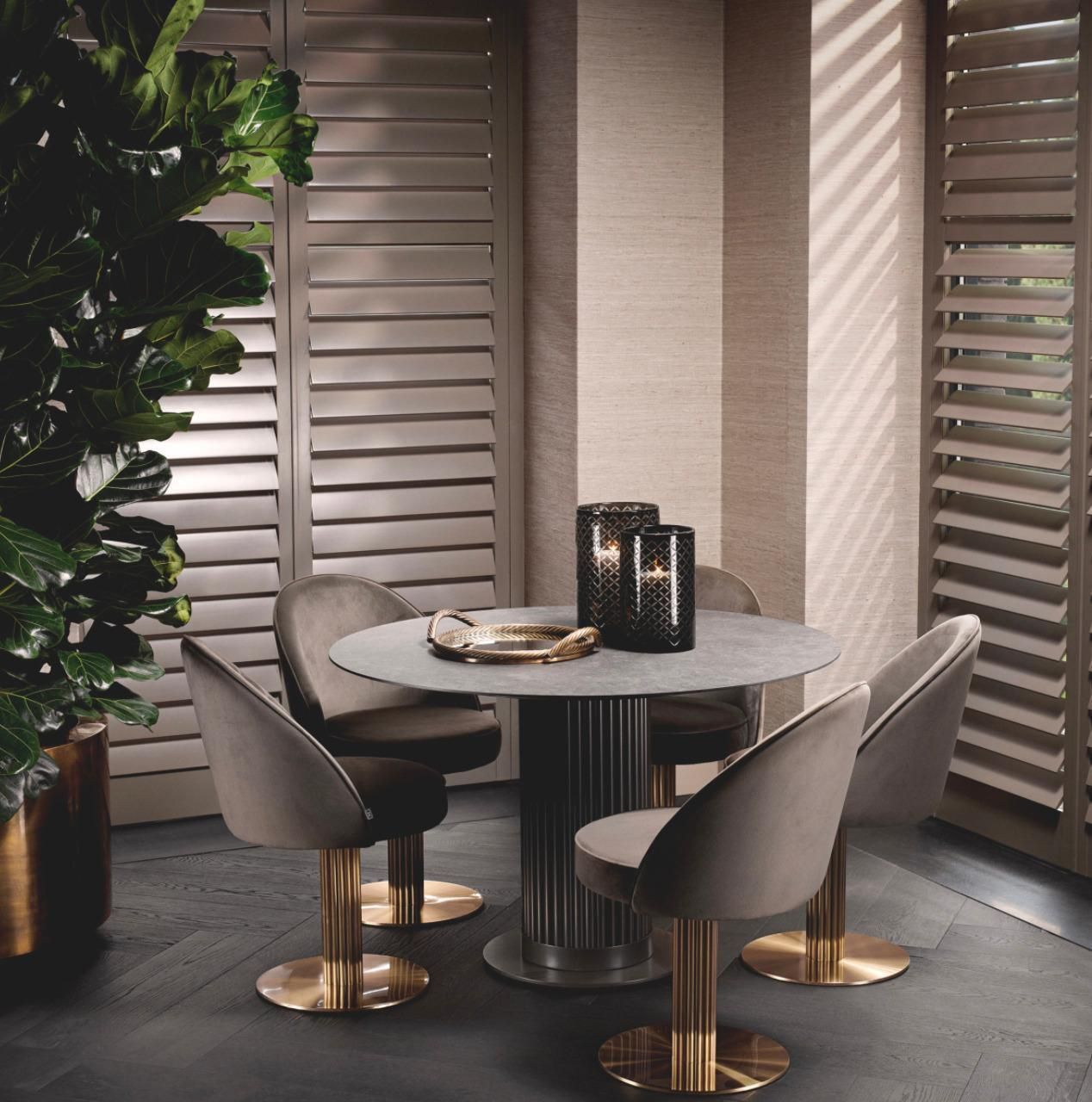 Round Outdoor Dining Table With Bronze Finish And Grey Ceramic Top. photo for sale