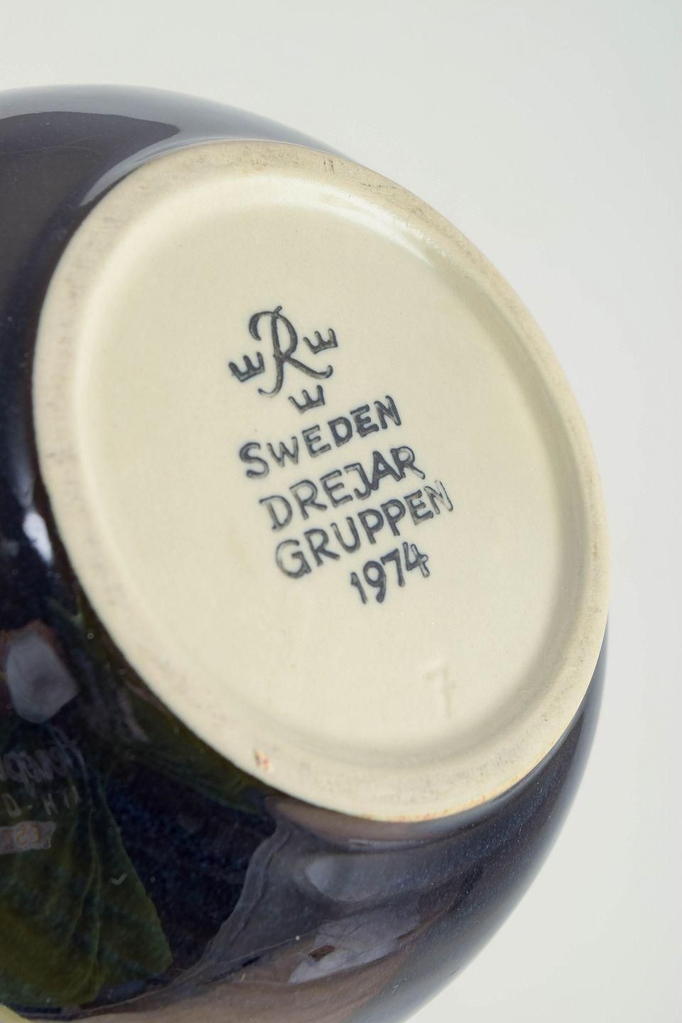 Rörstrand / Drejargruppen. Vase en grès à décor spiralé. 1974 photo Décoration