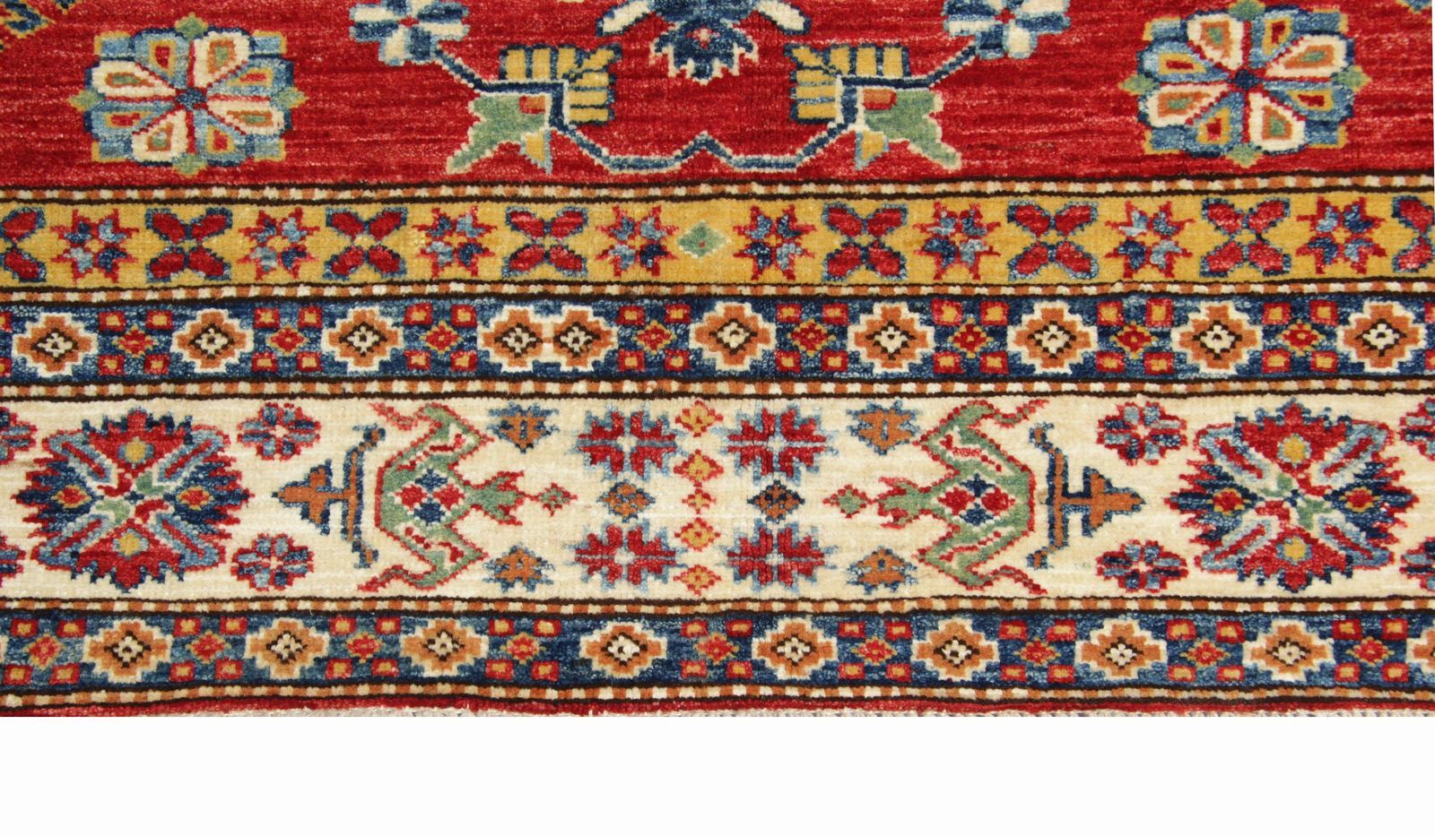 Tapis Kazak, tapis géométrique rouge rustique, salon photo Textiles