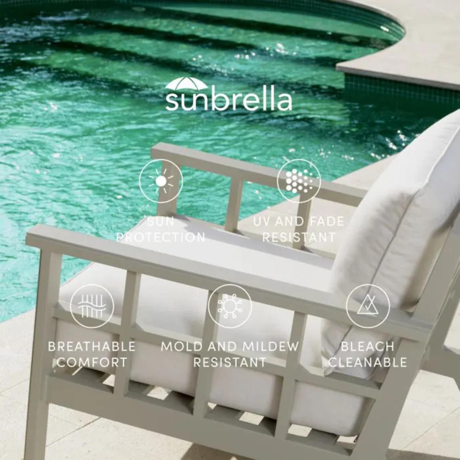 Contemporary Outdoor Dining Chair With Mineral Blue Sunbrella Cushion. photo Garden Furniture