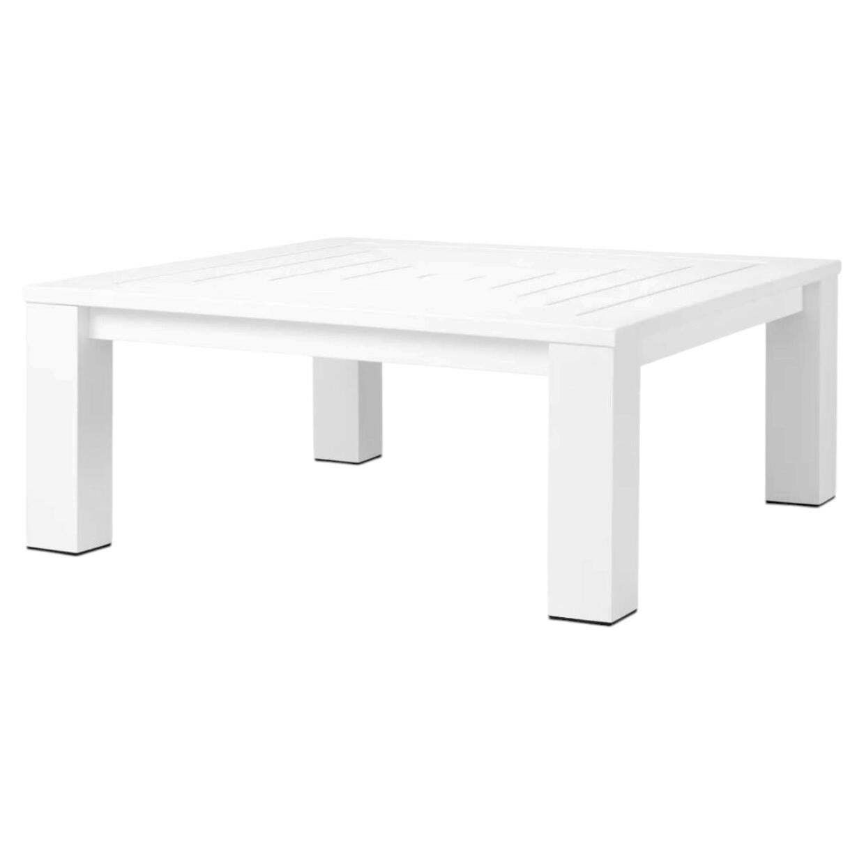 Square Outdoor Coffee Table With Matte White Finish.