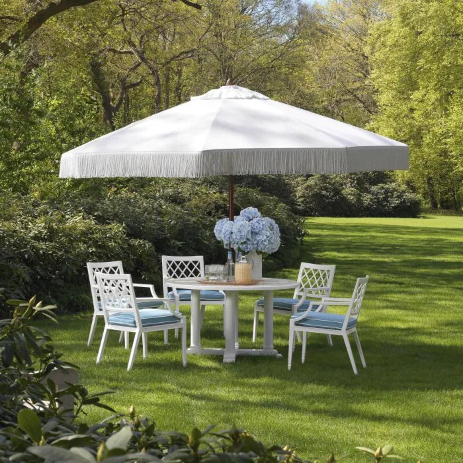 Contemporary White Aluminum Outdoor Dining Chair Paladium With Sunbrella Cushion. photo Garden Furniture