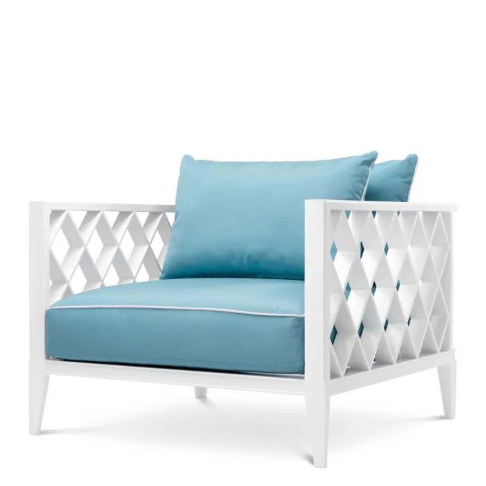 Pair Of Contemporary Aluminum Outdoor Armchair Ocean Blue. photo Garden Furniture