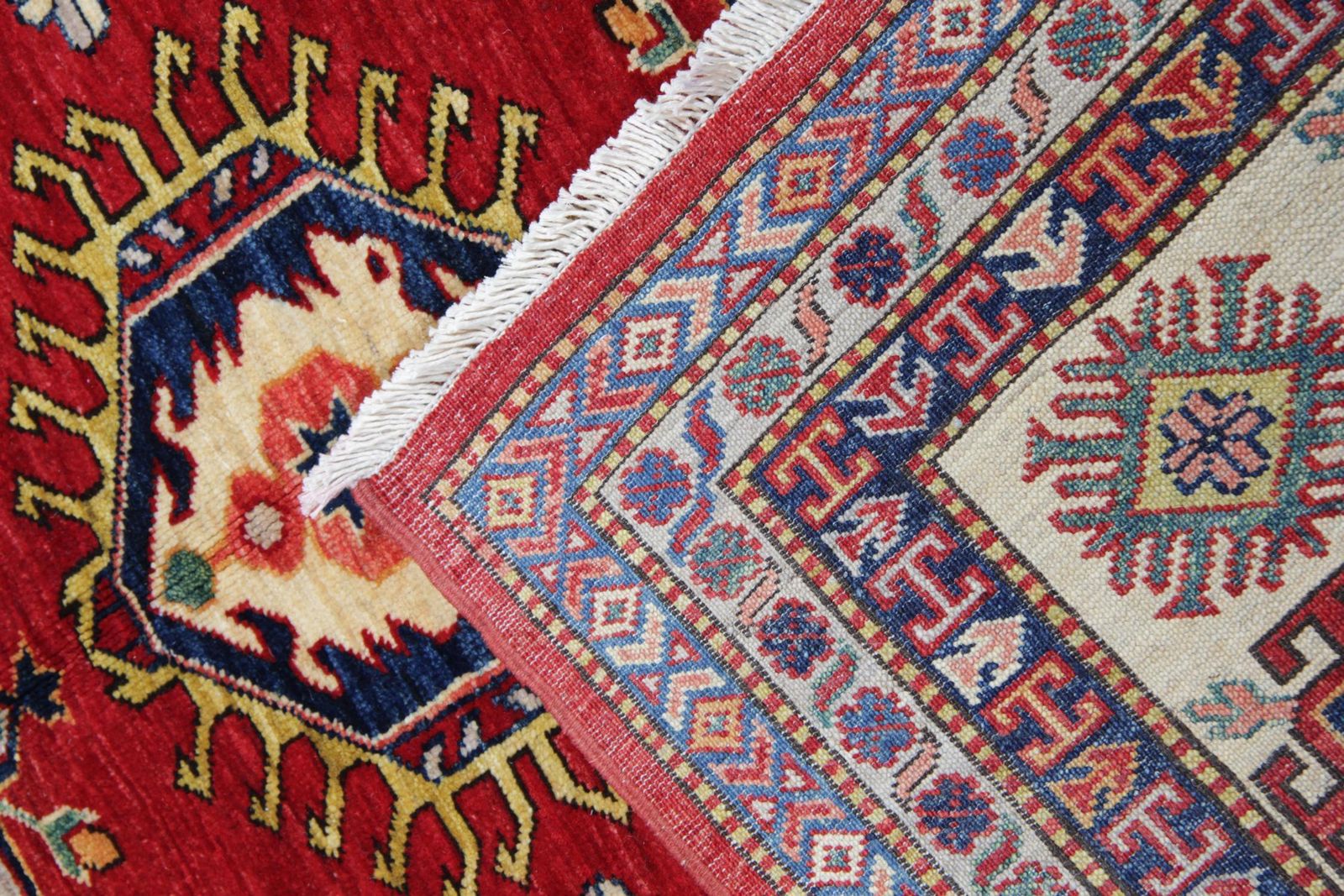 Tapis orientaux, tapis artisanal rustique à motifs géométriques rouges, 252 x 301 cm photo vinterior