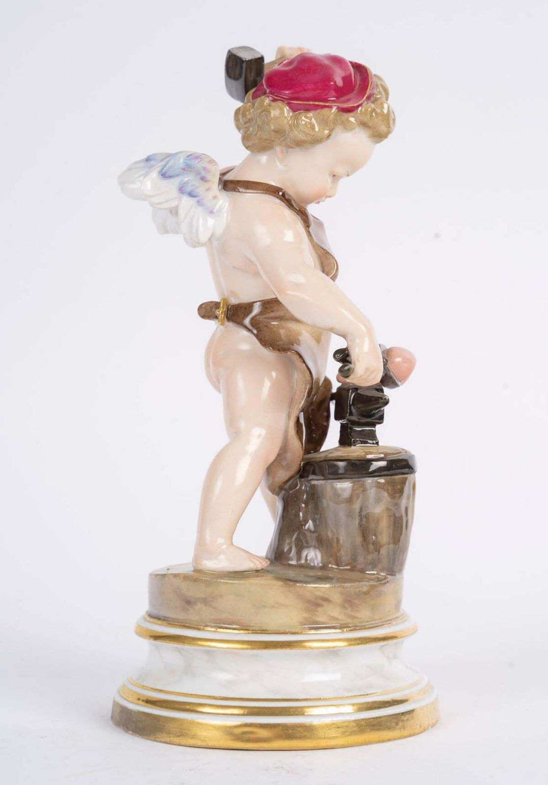 19th Century Meissen Porcelain Sculpture Depicting A Blacksmith Of Love.. photo vintage