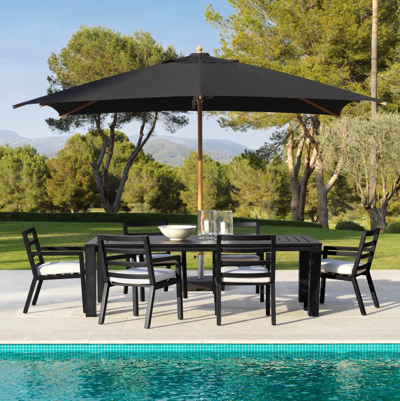 Rectangular Outdoor Dining Table With Black Finish. photo for sale