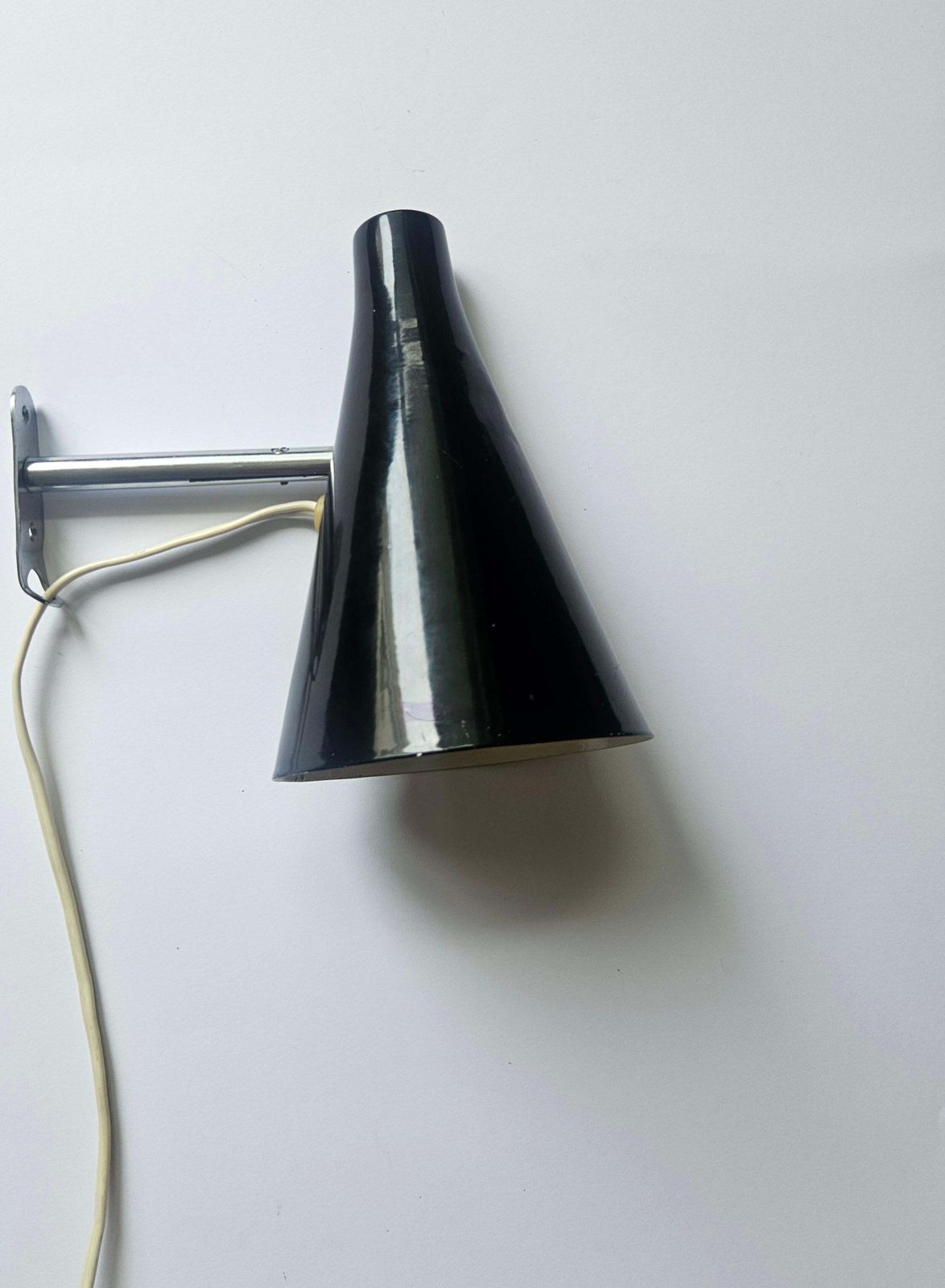 Lighting Rare Black Midcentury Adjustable Wall Lamp In Style Of Stilnovo, Lidokov, 1960s photo