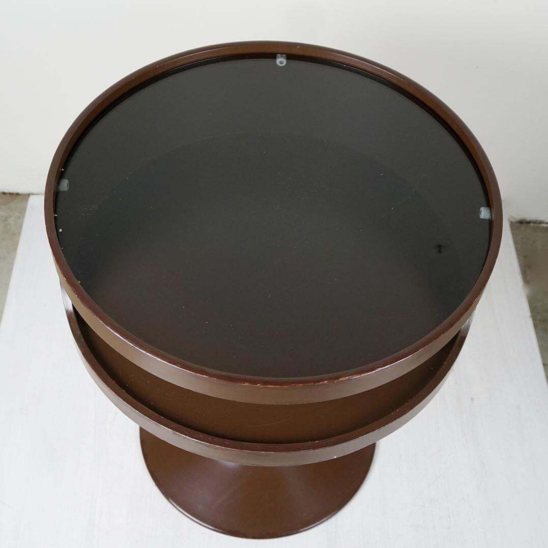 photo furniture Chocolate Brown Space Age Tulip Side Table Luna By Opal Germany