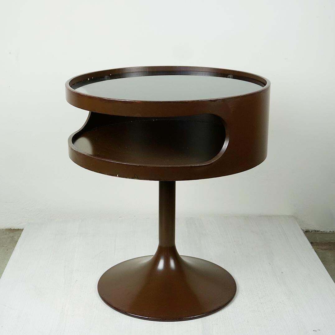 Furniture Chocolate Brown Space Age Tulip Side Table Luna By Opal Germany photo
