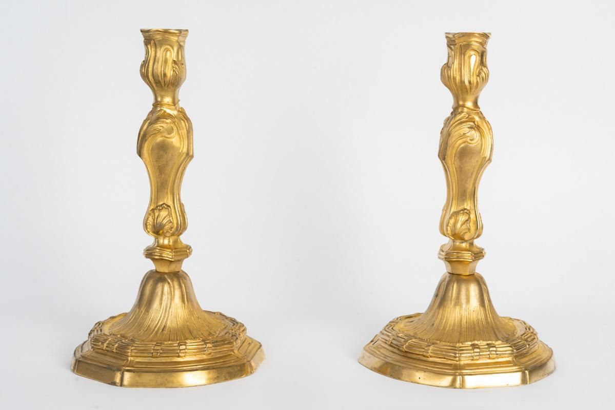 Pair Of Gilded Bronze Candlesticks In The Louis XVI Style, 19th Century. photo furniture