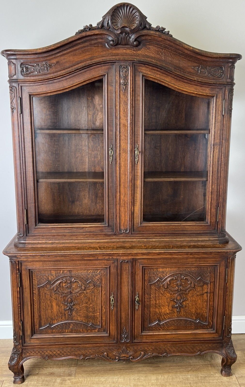 Bookcase Antique French Louis XVI Oak Display Cabinet Carved Sideboard Lot 6149