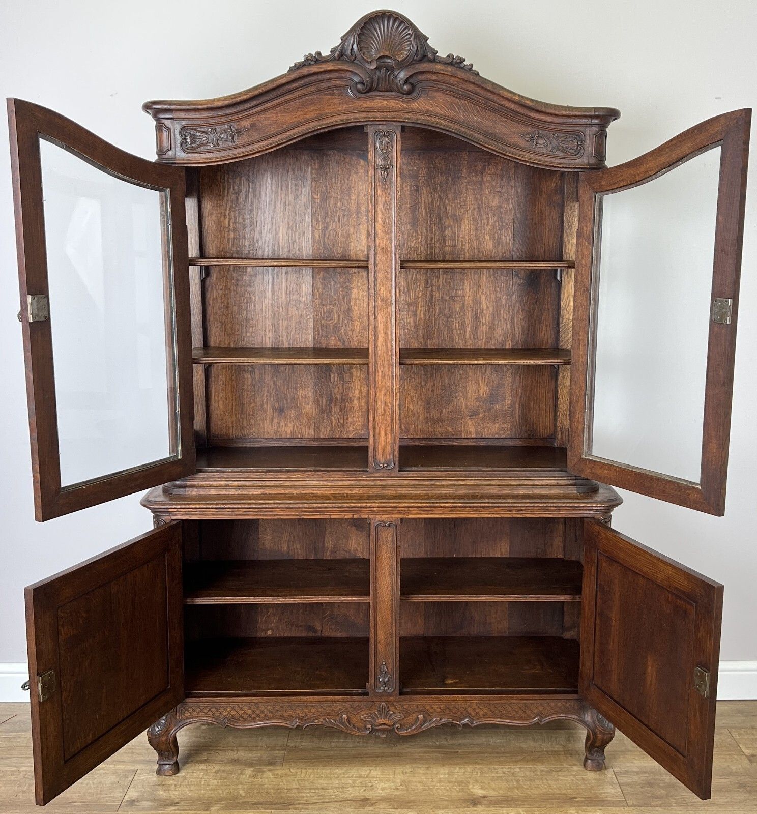 photo buy Bookcase Antique French Louis XVI Oak Display Cabinet Carved Sideboard Lot 6149