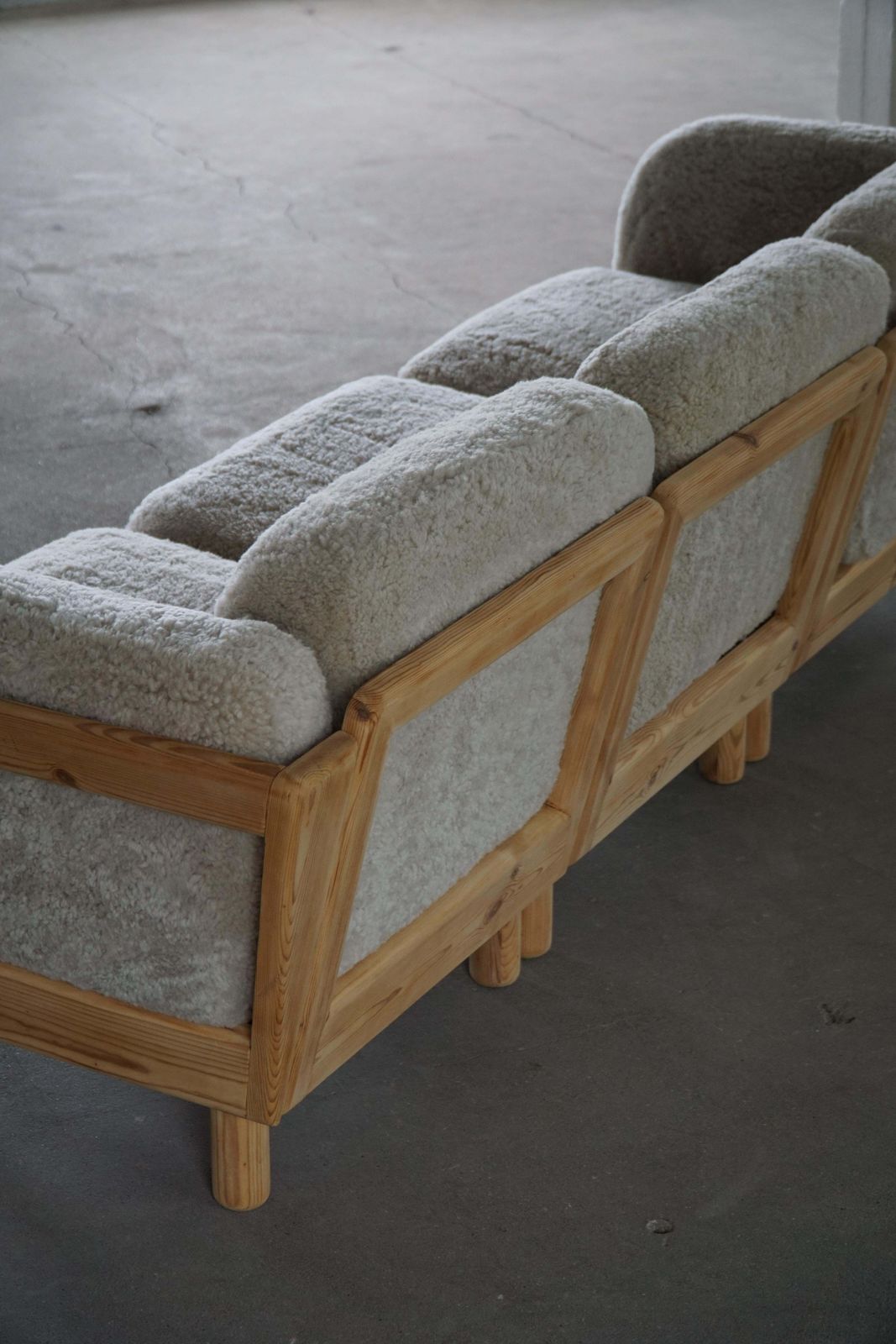 4938.0 Danish Modern, Three Seater Sofa In Pine & Lambswool, Late 20th Century, 1980s photo