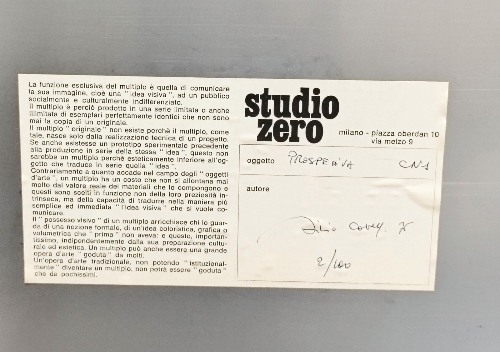 photo furniture Prospective   Siro Covey For Studio Zero Milan Serigraphy On Steel, Italy 19