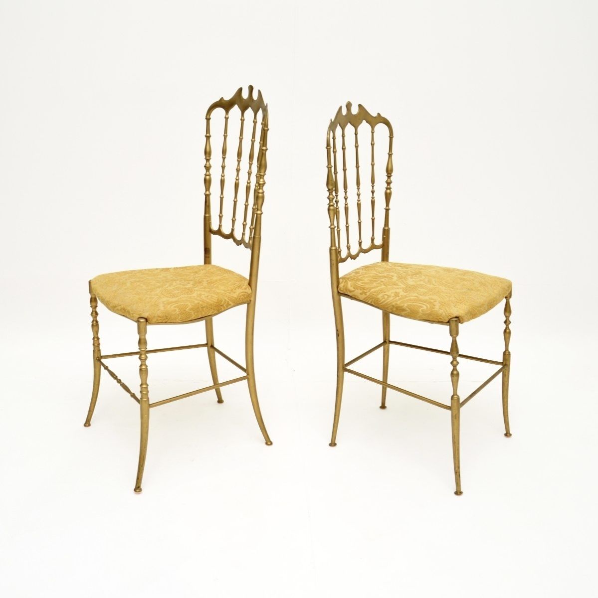 Pair Of Vintage Italian Chiavari Dining Chairs In Solid Brass photo buy