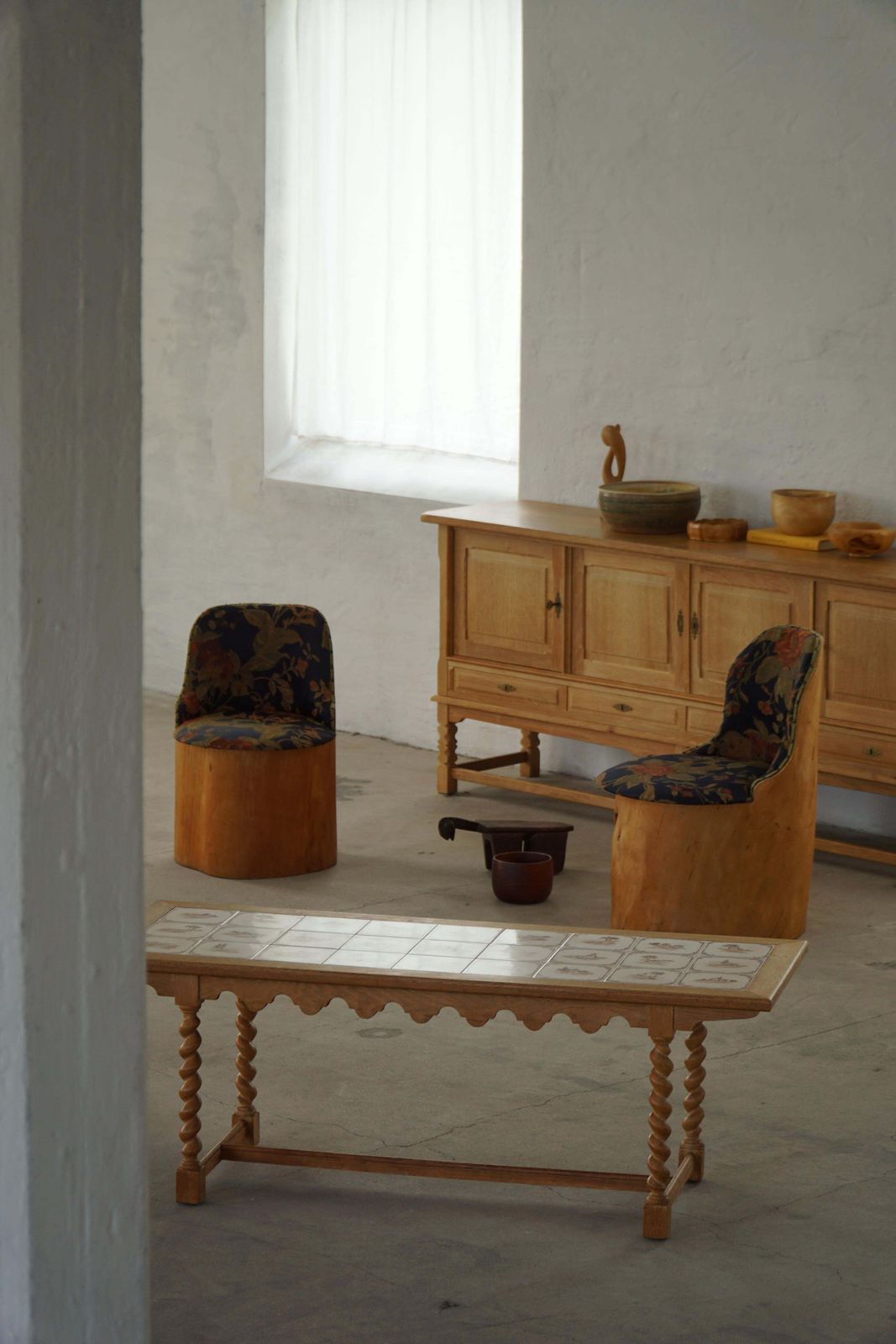 Danish Mid Century Modern, Oak Coffee Table With Ceramic Tile Top, 1950s photo for sale