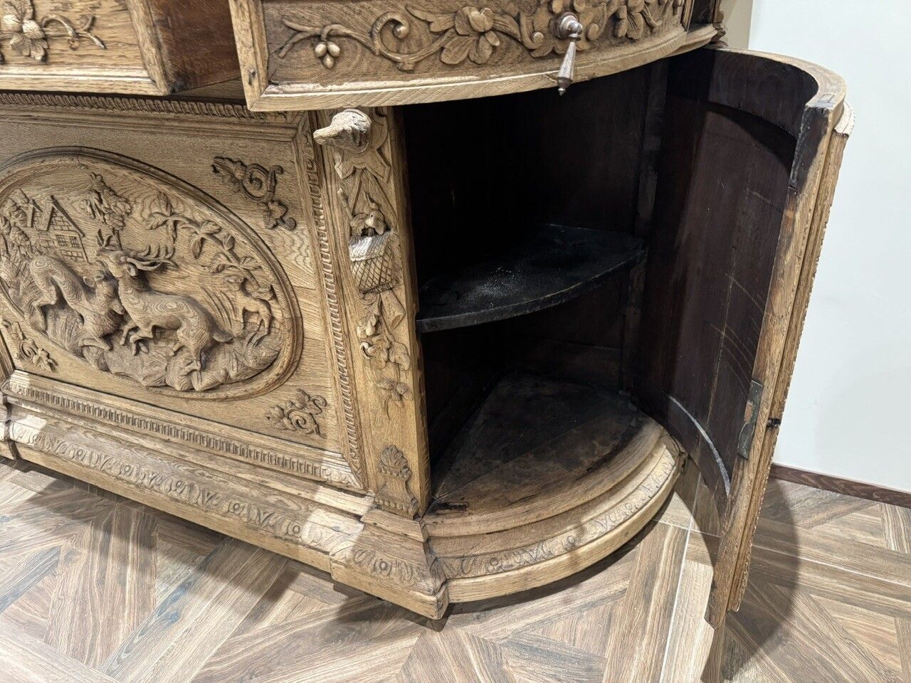 Wonderful Rare French Oak Hunting Sideboard photo vintage