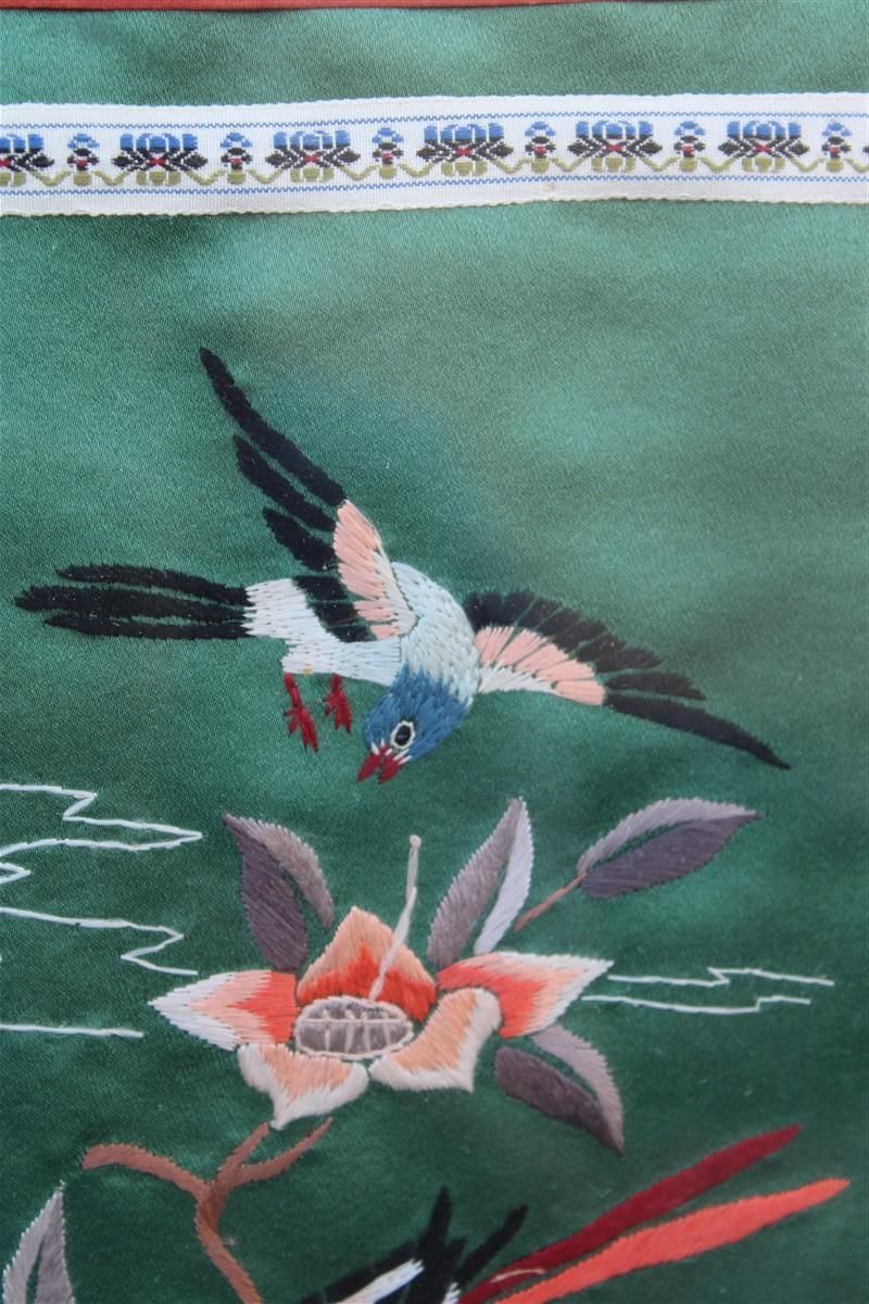 photo furniture China Colorful Silk Fabric Paintings With Flowers Birds And Trees 1950s.