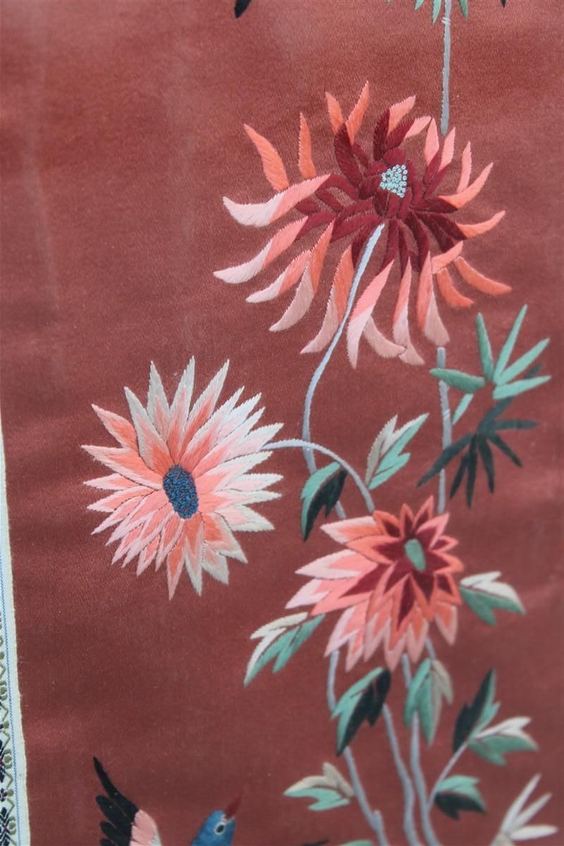 photo for sale China Colorful Silk Fabric Paintings With Flowers Birds And Trees 1950s.