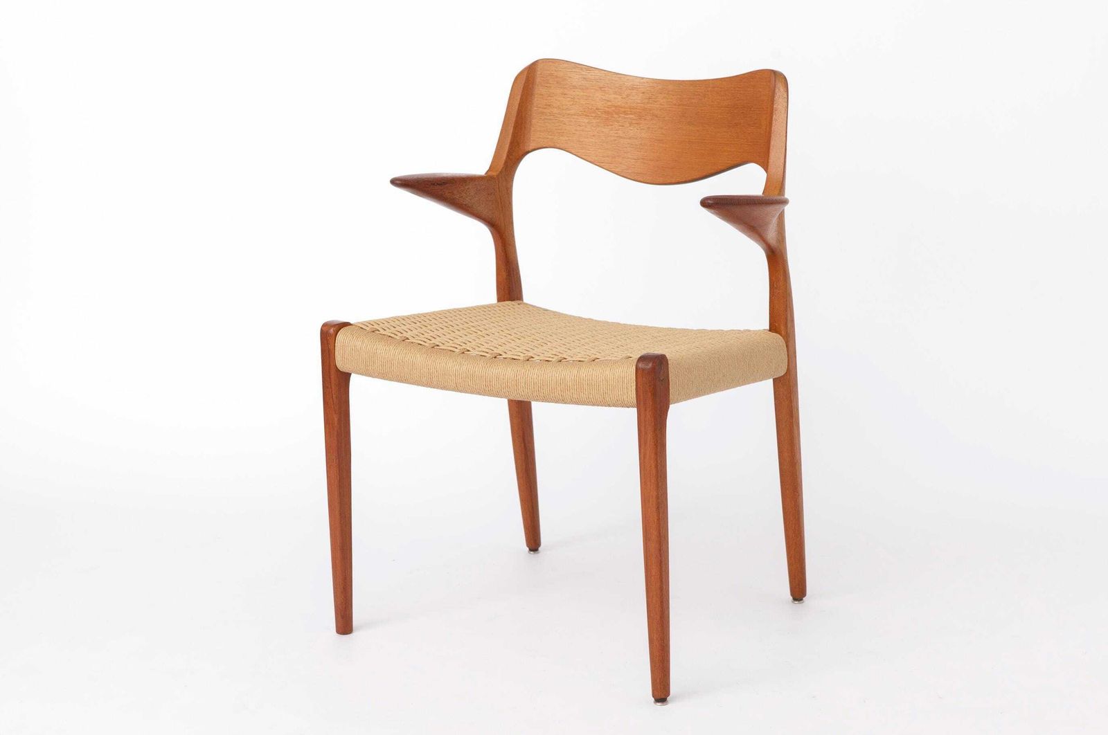 Niels O Moller Model 55 Fauteuil, Deense Teakhouten Lounge Stoel, Mid Century Modern Stoel, Vintage Scandinavisch Design Jaren 1950, Met Reparatie