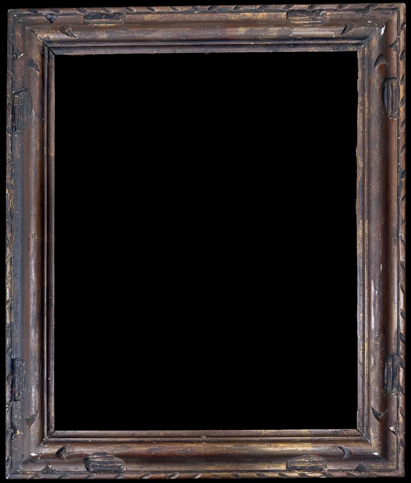 European School Antique Carved Wooden Picture Frame, Early 20th Century, Framed 20x17" Early 20th Century.