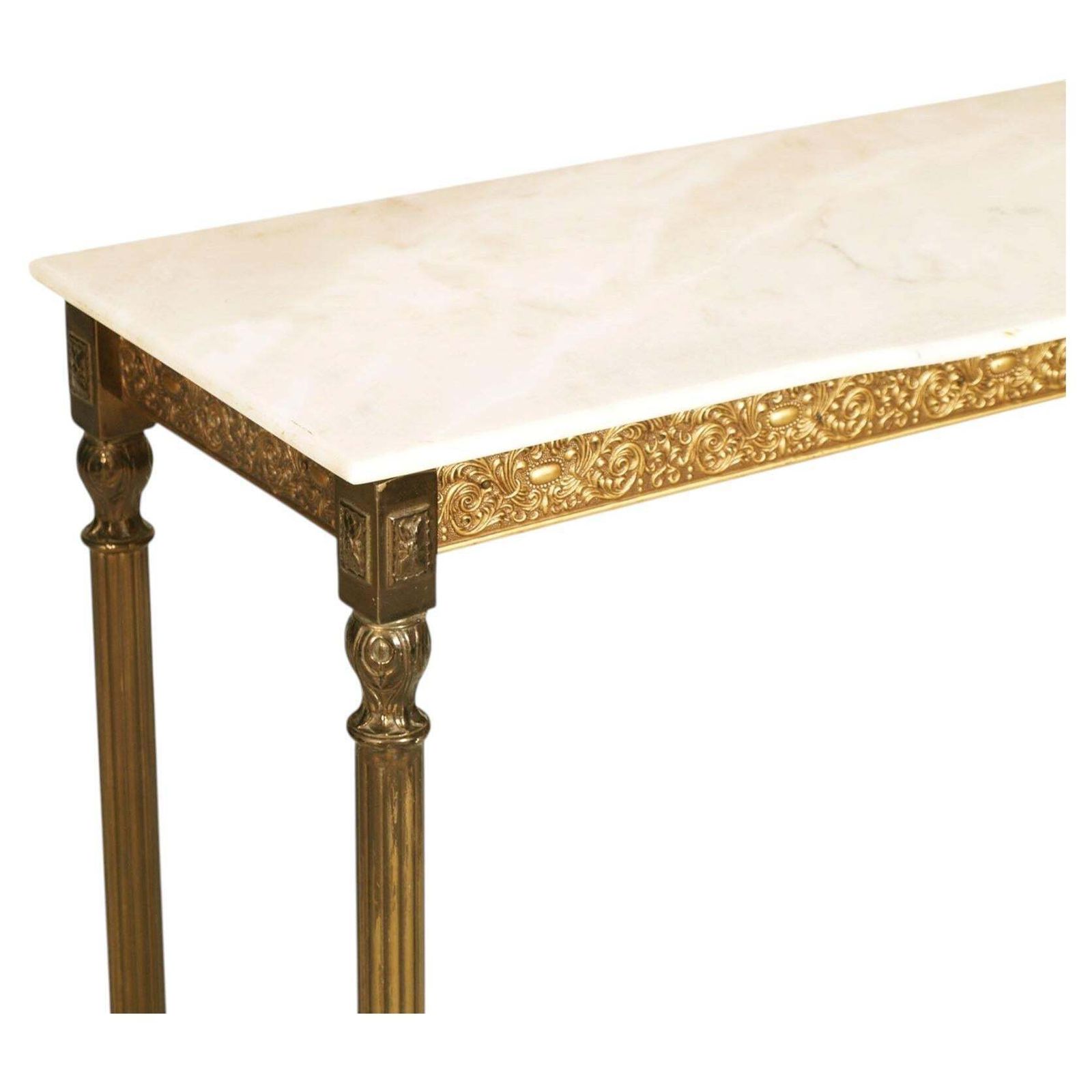 Antiek Italiaans console in gebruneerd en verguld messing met Carrara marmeren blad, Venetië photo furniture