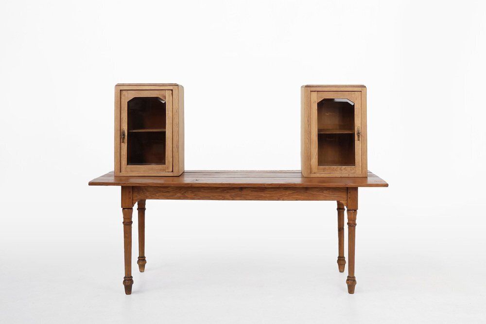 Furniture Rustic French Table Display Cabinet, 1900s photo
