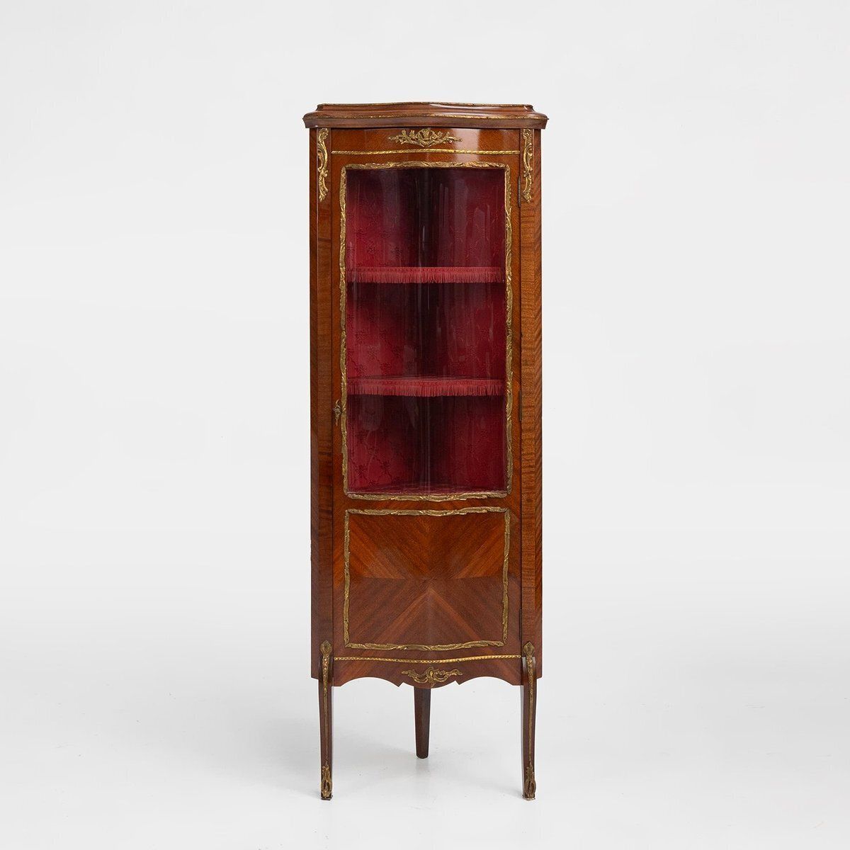 French Louis XV Style Corner Display Cabinet With Arched Glass, 1950