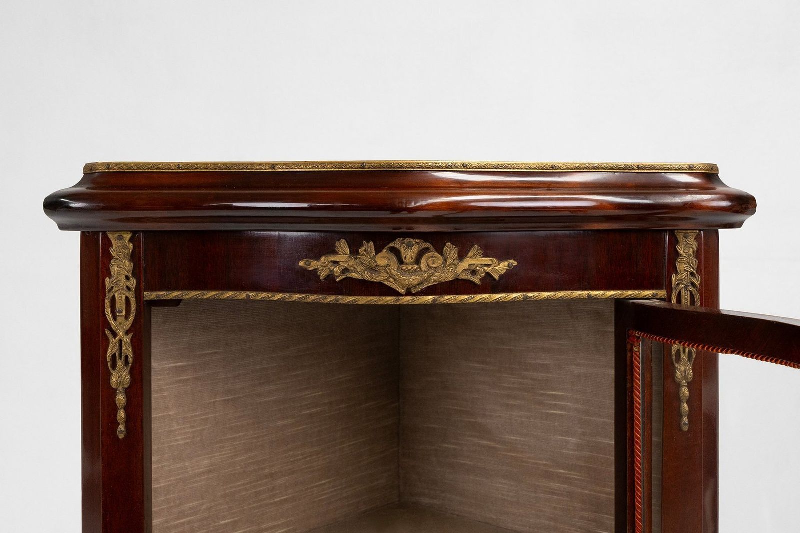 Vintage French Louis XV Style Corner Display Cabinet With Arched Glass, 1950s photo Furniture